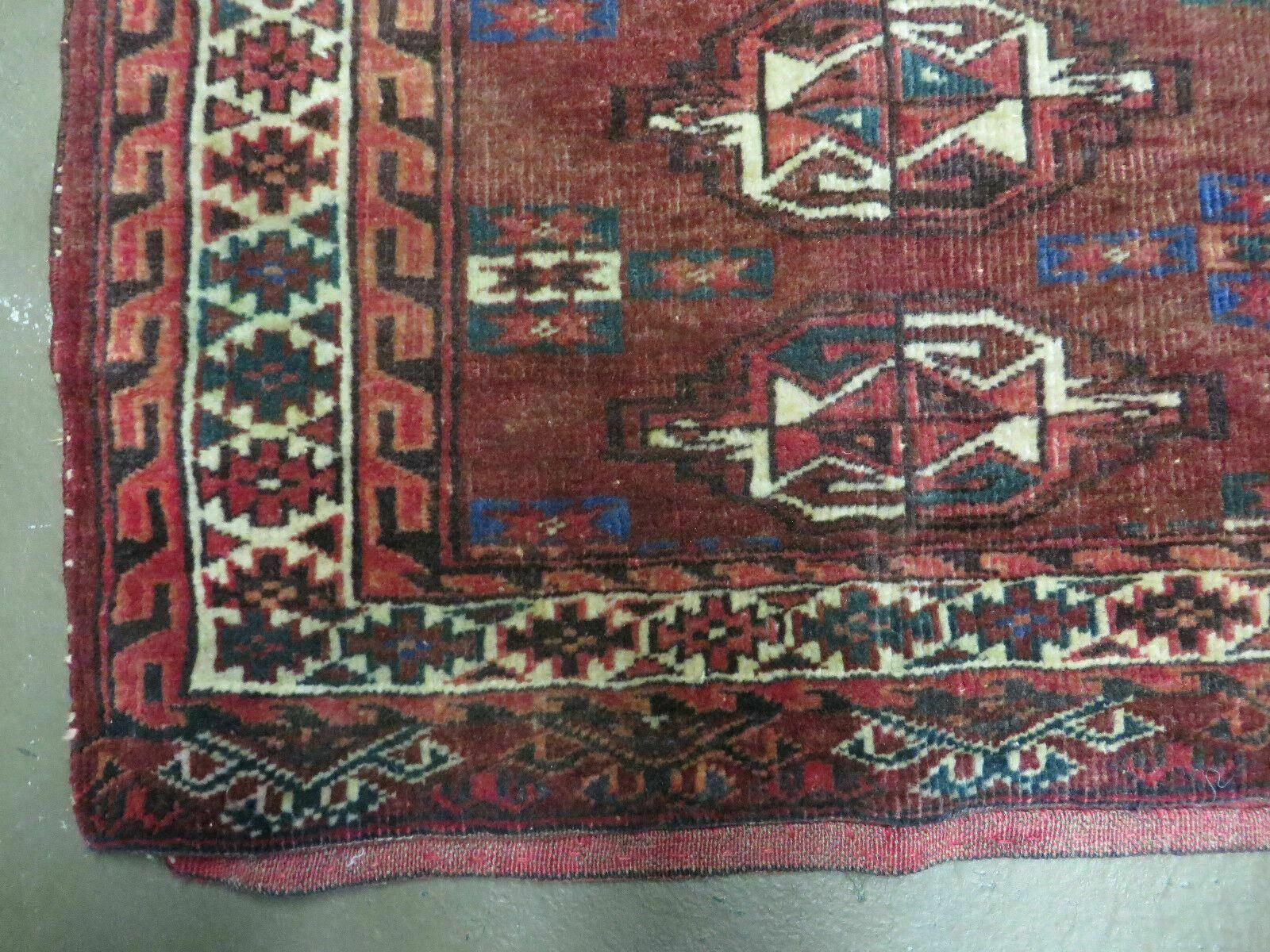 2.5' X 4' Antique Handmade Bokhara Turkoman Yamud Wool Rug Kilim Backing NICE - Nuvé
