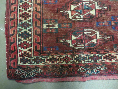 2.5' X 4' Antique Handmade Bokhara Turkoman Yamud Wool Rug Kilim Backing NICE - Nuvé