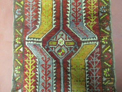 Small Turkish Yastik Rug 1.9 x 2.10, Antique Handmade Oushak Carpet - Nuvé
