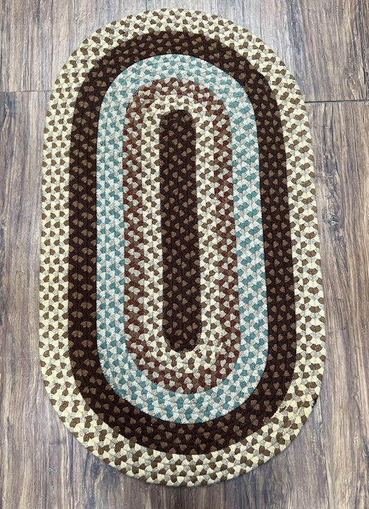 American Braided Rug 2x4 ft Oval Rug, Multicolor Oval Rug, Oval Braided Rug, Hand Woven, Vintage Braided Rug, Small Braided Rug - Nuvé