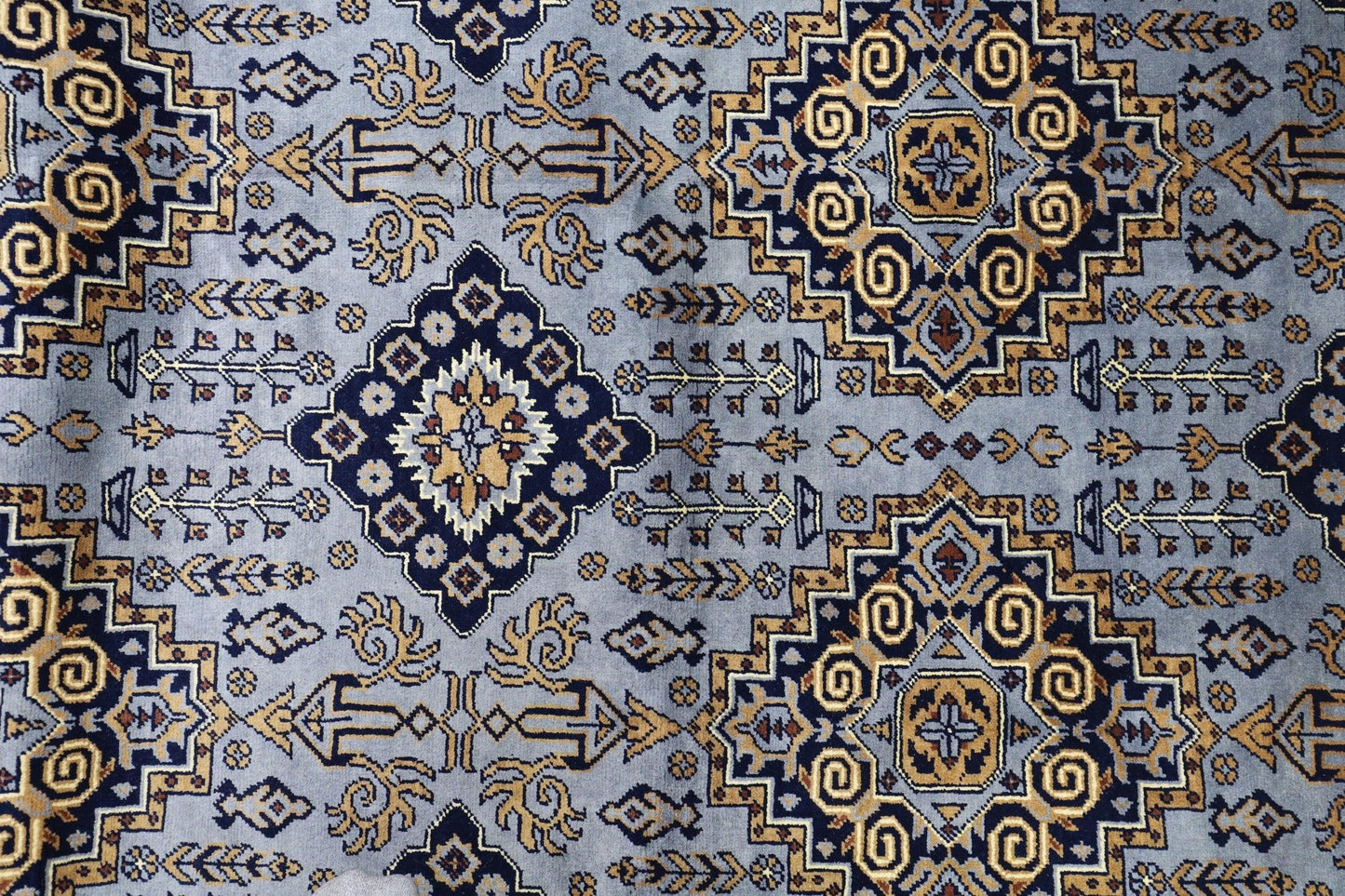 Hand-Knotted Zerkhaki Afghan Wool Area Rug – 6'11" x 10'3" | Elegant Grey-Toned Design - Nuvé