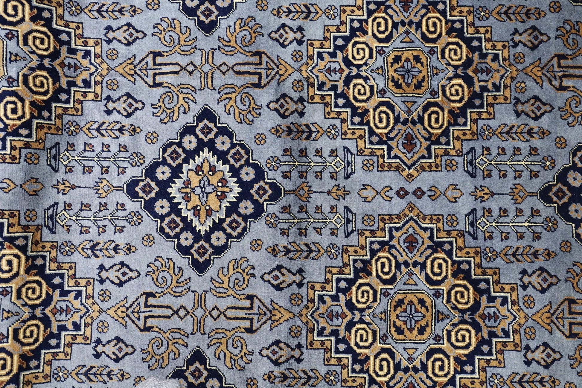 Hand-Knotted Zerkhaki Afghan Wool Area Rug – 6'11" x 10'3" | Elegant Grey-Toned Design - Nuvé