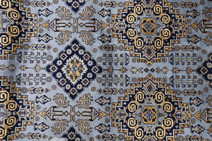 Hand-Knotted Zerkhaki Afghan Wool Area Rug – 6'11" x 10'3" | Elegant Grey-Toned Design - Nuvé