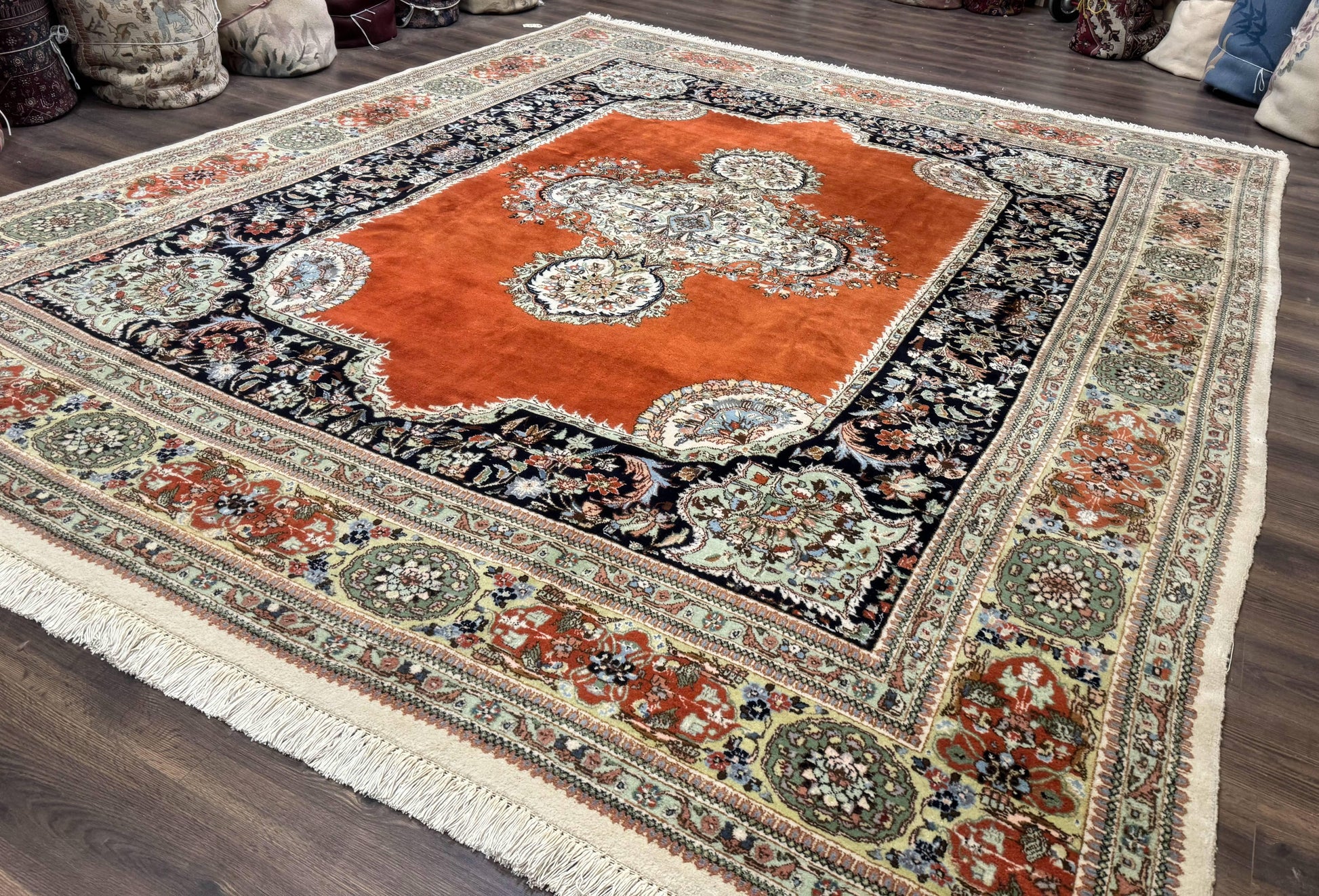Persian Rug 11x13, Semi Open Field, Soft Wool Pile, Vintage Persian Carpet, Persian Tabriz Tabatabai - Nuvé