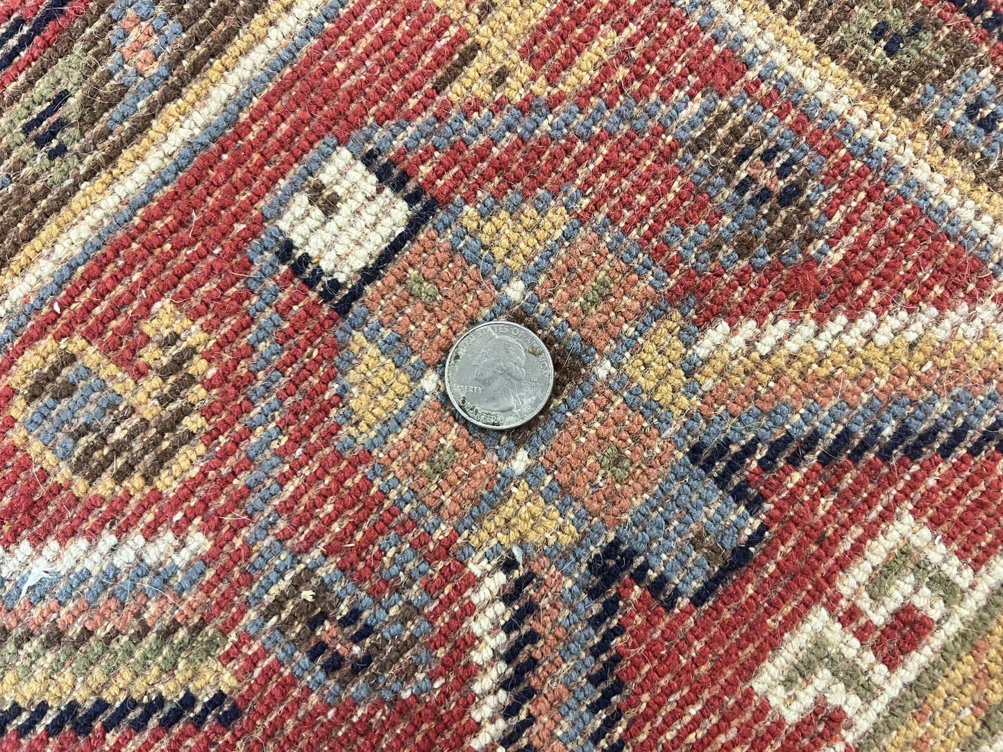 Belgium Power Loomed Rug 8x12, Geometric Medallions Persian Tribal Pattern, Vintage Wool Carpet, Ivory Red Blue - Nuvé