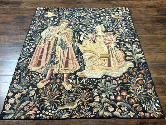 Vintage Belgium Tapestry 4x5, The Concet Musicians, Green - Nuvé