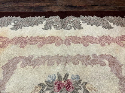 American Hand Hooked Rug 9x12, Vintage Aubusson Carpet, Wool - Nuvé
