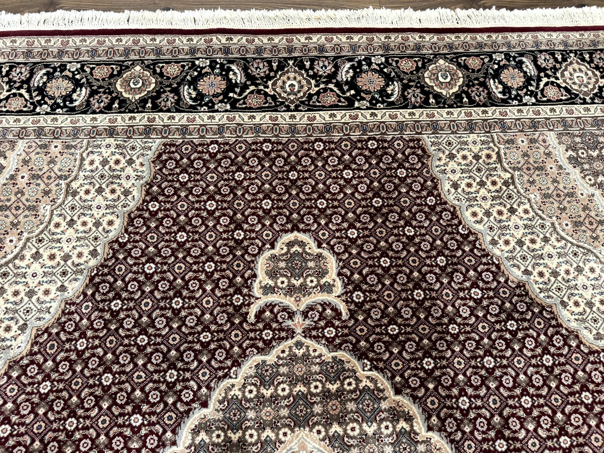 Sino Persian Rug 8x10, Herati, Elegant Oriental Carpet, Dark Maroon - Nuvé