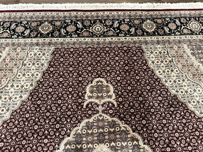 Sino Persian Rug 8x10, Herati, Elegant Oriental Carpet, Dark Maroon - Nuvé