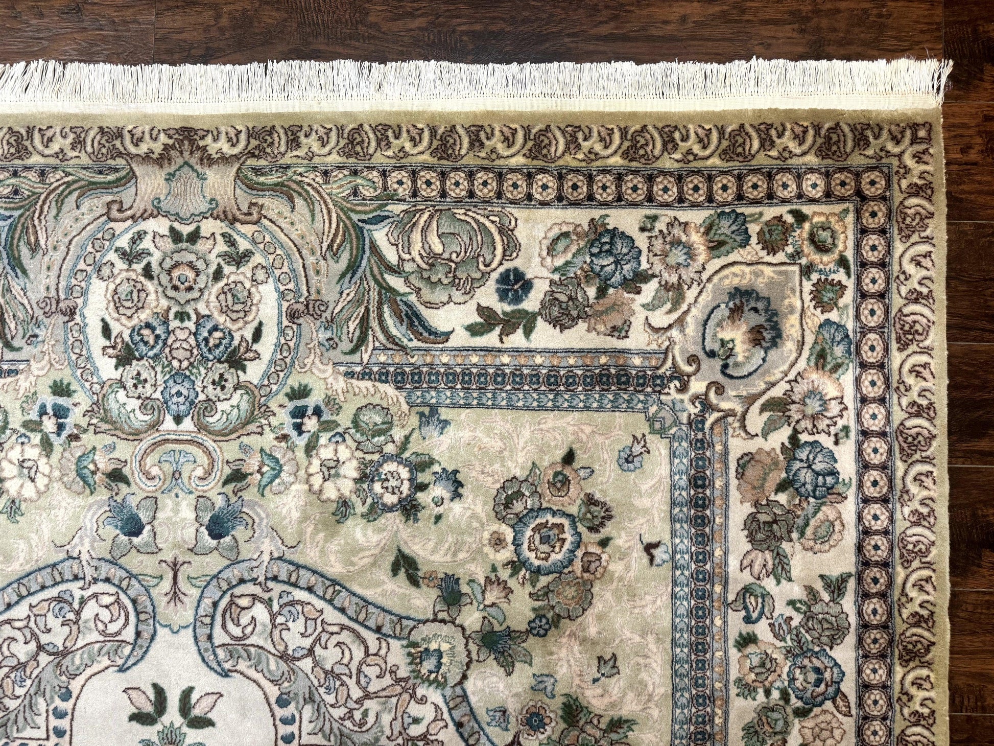 Pak Persian Rug 8 x 10.6, Elegant Oriental Carpet, Floral Medallion, Vintage Handmade Wool Rug, FIne 240 KPSI - Nuvé