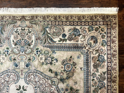 Pak Persian Rug 8 x 10.6, Elegant Oriental Carpet, Floral Medallion, Vintage Handmade Wool Rug, FIne 240 KPSI - Nuvé