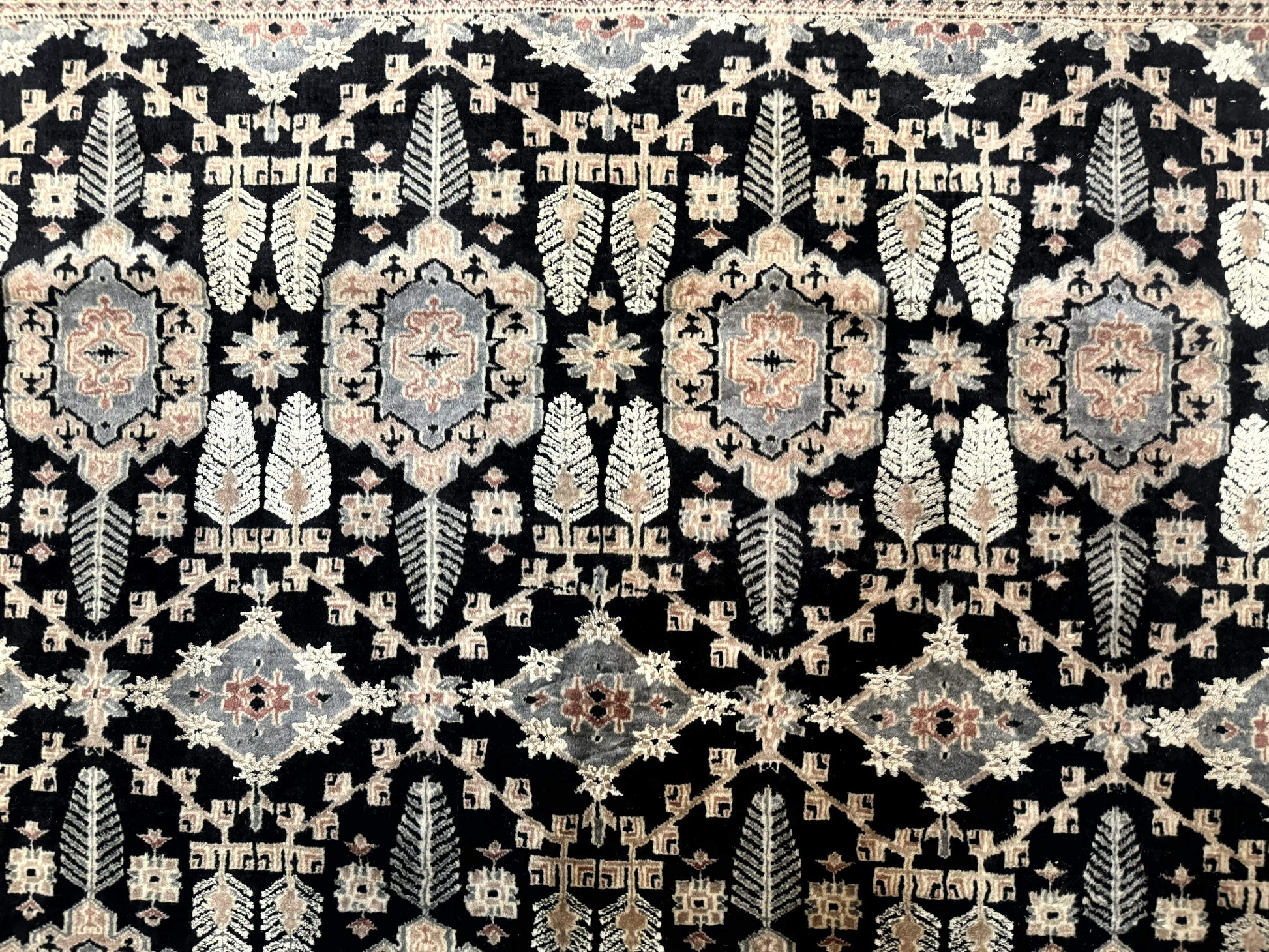 Turkoman Bokhara Rug 6x9, Pakistani Carpet, Black, Hand Knotted - Nuvé