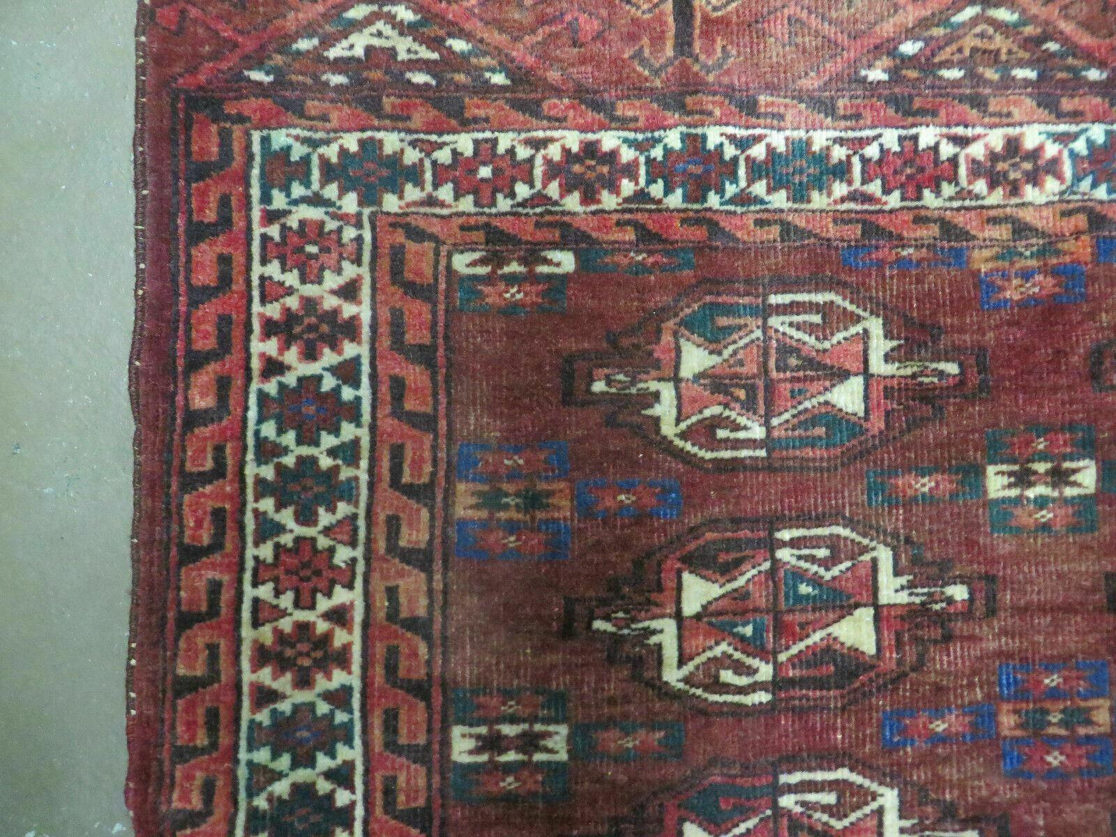 2.5' X 4' Antique Handmade Bokhara Turkoman Yamud Wool Rug Kilim Backing NICE - Nuvé