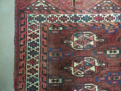 2.5' X 4' Antique Handmade Bokhara Turkoman Yamud Wool Rug Kilim Backing NICE - Nuvé