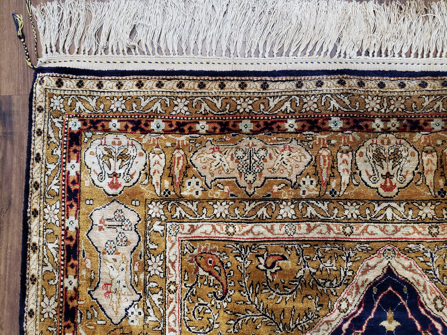 Semi Antique Persian Qum Silk Prayer Rug, Silk, Hand-Knotted, 3'6" x 5' - Nuvé