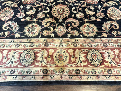 Vintage Oriental Rug 8x11, Floral Persian Design Carpet, Turkish Power Loomed Rug, Navy Blue Red Cream - Nuvé