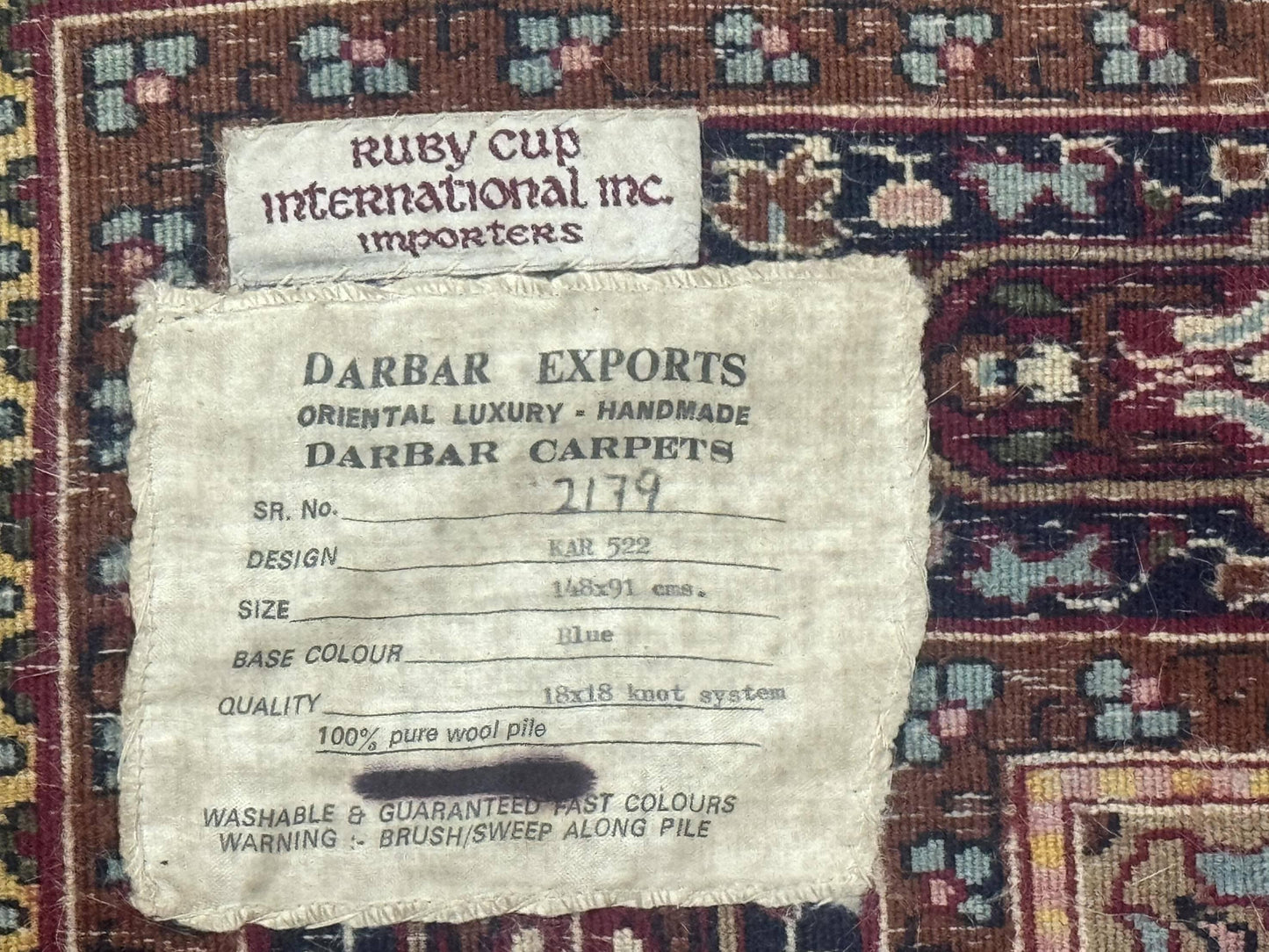 Indo Kashmiri Rug 3x5, Navy Blue, Very Fine 400 KPSI, Pair B - Nuvé