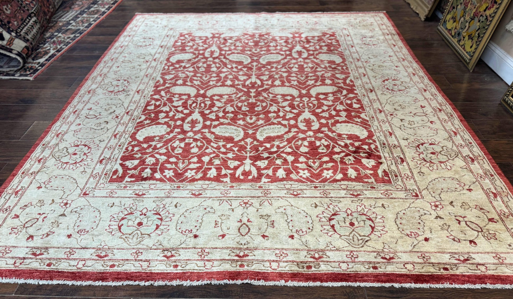 Pakistani Chobi Rug 8x10, Red, Handmade - Nuvé