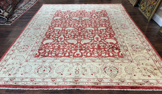 Pakistani Chobi Rug 8x10, Red, Handmade - Nuvé