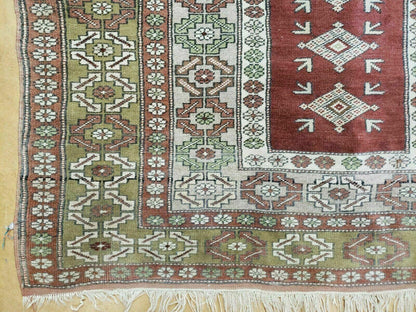 4' X 8' Antique Handmade Turkish Melas Oushak Wool Rug - Nuvé