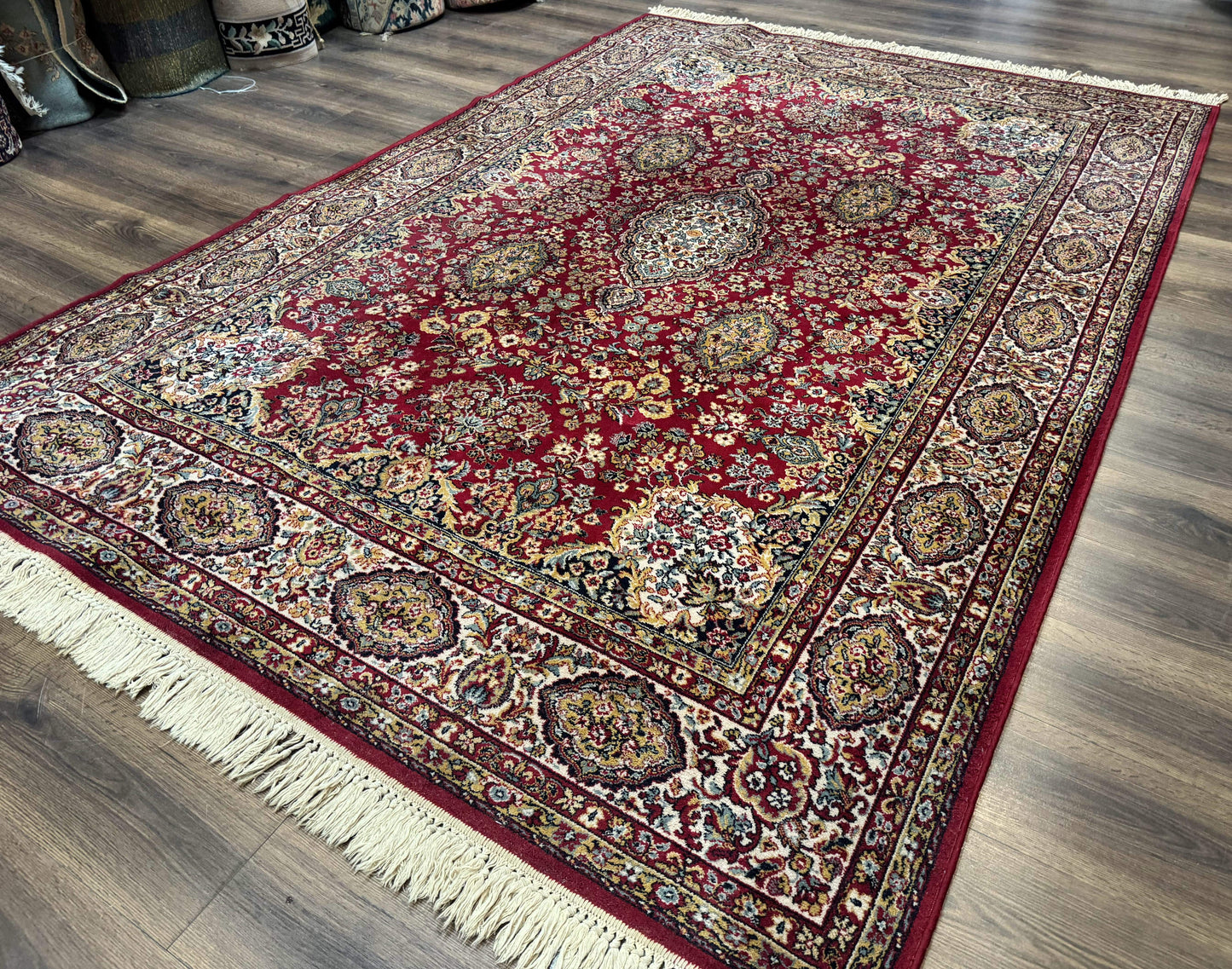 Persian Wool Rug 7x10, Couristan Carpet, Belgium Power Loomed Rug, Red, Floral, Traditional - Nuvé