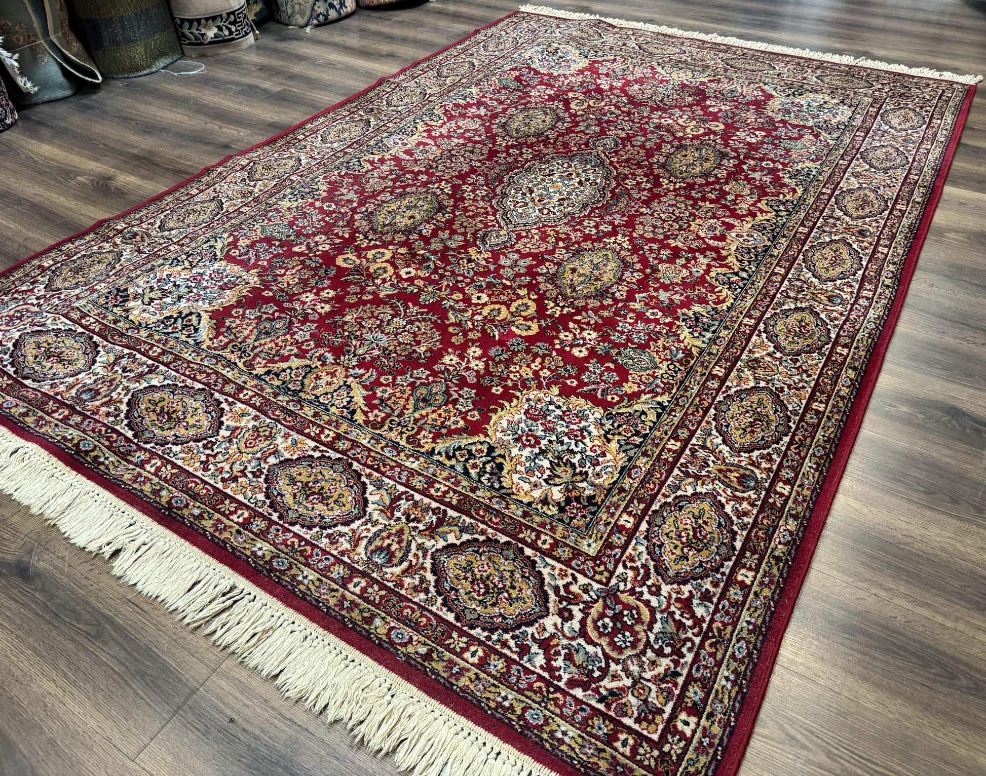 Persian Wool Rug 7x10, Couristan Carpet, Belgium Power Loomed Rug, Red, Floral, Traditional - Nuvé