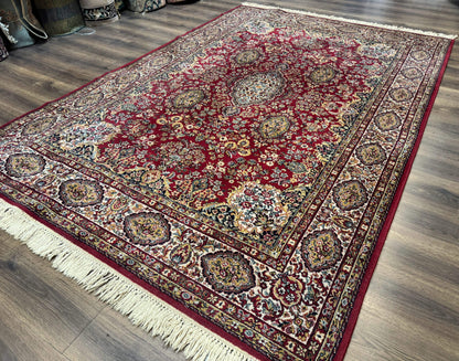 Persian Wool Rug 7x10, Couristan Carpet, Belgium Power Loomed Rug, Red, Floral, Traditional - Nuvé