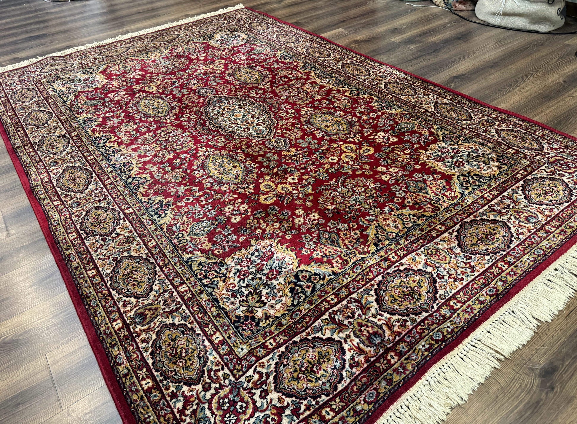 Persian Wool Rug 7x10, Couristan Carpet, Belgium Power Loomed Rug, Red, Floral, Traditional - Nuvé
