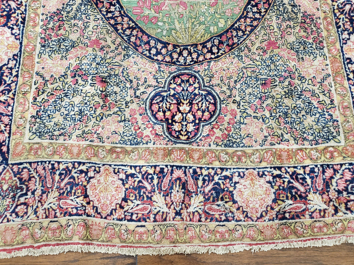Antique Persian Kirman Rug 4.4 x 7.5, Highly Collectible, Late 19th Early 20th Century Rug, Millefleurs, Cows, Wool Hand Knotted, Pictorial - Nuvé
