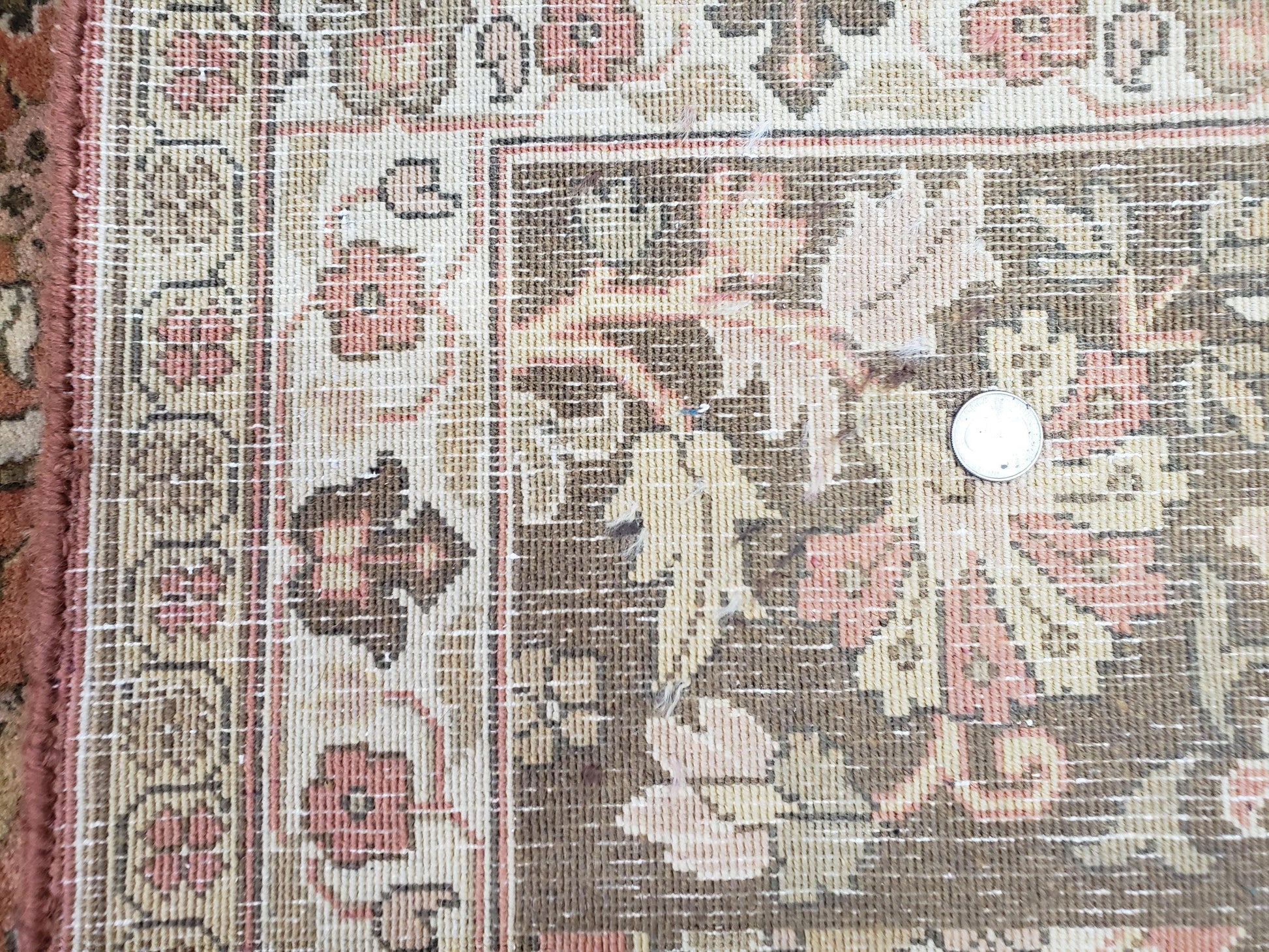 Indo Persian Rug 8x10, Vintage Indian Rug 8 x 10, Fine Hand-Knotted Wool Rug, Rose Clay Red Beige Brown Handmade Area Rug, Floral Medallion - Nuvé