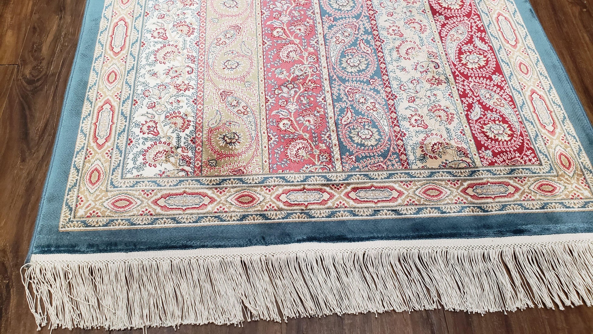 Paisley Pattern Silk Rug, Boteh Design, All Silk Accent Rug, Oriental Carpet, Very Detailed, 2' 8" x 4' 1", New, Bamboo Silk - Nuvé