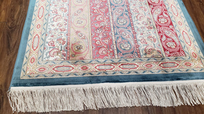 Paisley Pattern Silk Rug, Boteh Design, All Silk Accent Rug, Oriental Carpet, Very Detailed, 2' 8" x 4' 1", New, Bamboo Silk - Nuvé