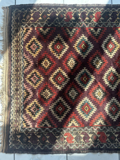 Antique 1900’s Tribal Baluch Wool Rug 4’5” x 8’6” - Nuvé