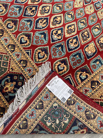 Afghani Parak Hand-Knotted Wool Rug | 6’6″ x 9’10″ Traditional Dome Motif - Nuvé