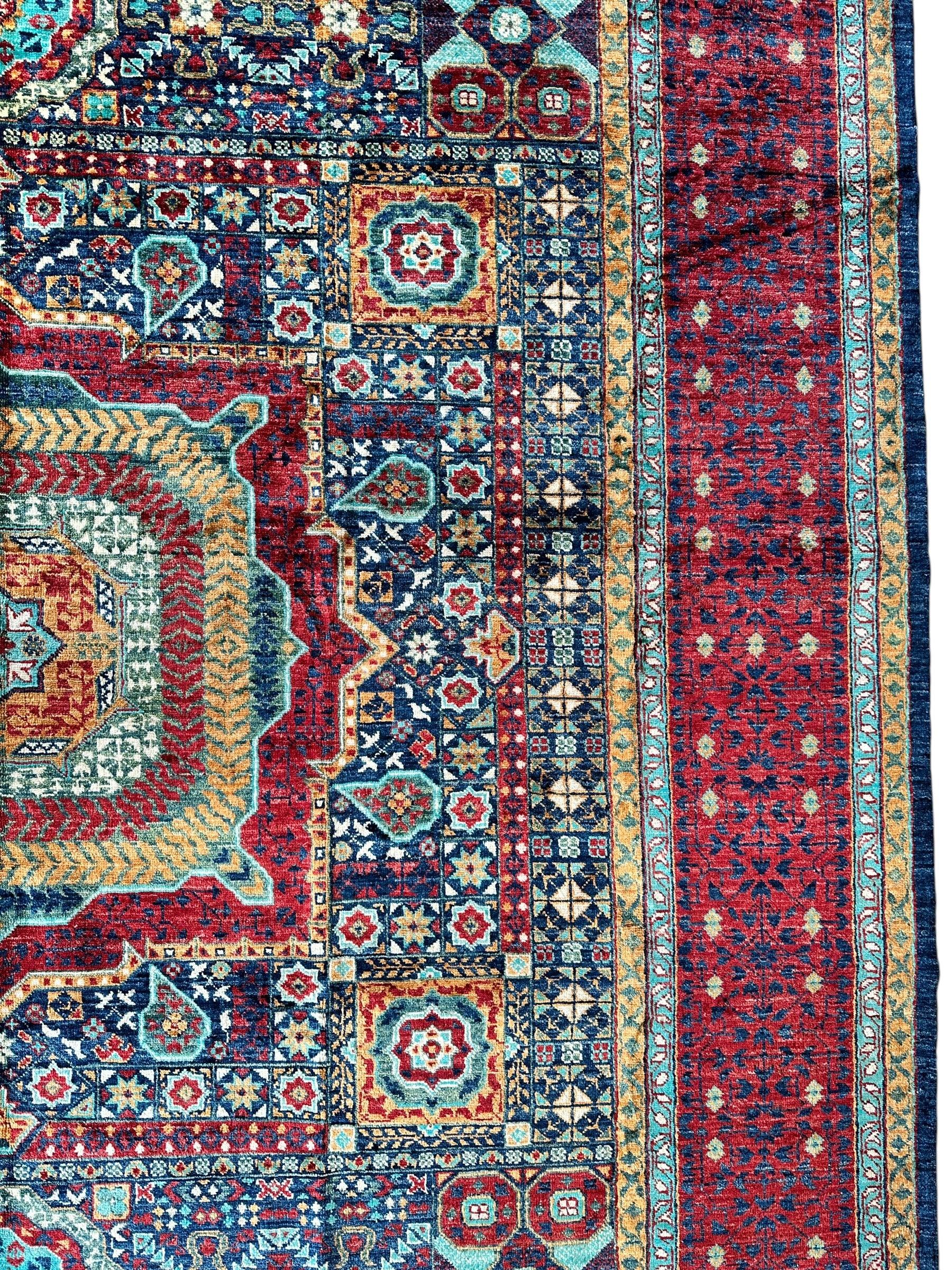 Hand-Knotted Mamluk Wool Rug – 8'4" x 9'9" – Intricate Geometric Masterpiece - Nuvé