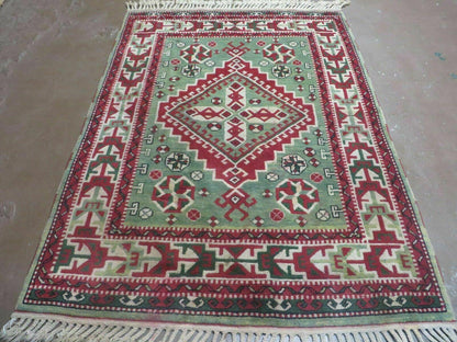 4' X 6' Vintage Handmade Turkish Kazak Design Wool Rug Carpet Nice - Nuvé