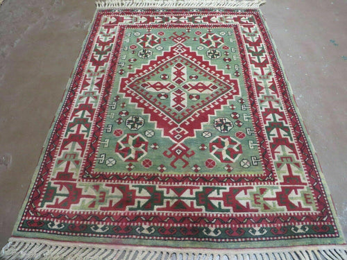 4' X 6' Vintage Handmade Turkish Kazak Design Wool Rug Carpet Nice - Nuvé