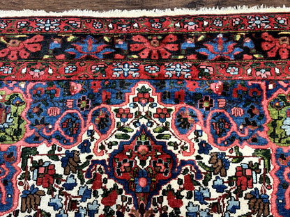 Persian Bakhtiari Rug 7x10, Antique Persian Carpet, Colorful, Great Colors, Ivory Red Blue, Rare Tribal Rug - Nuvé