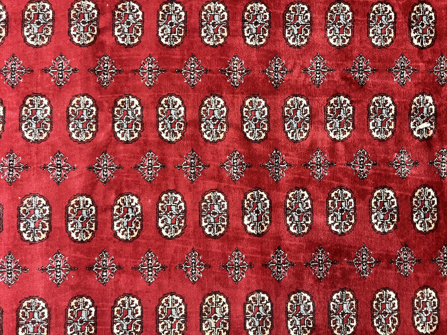 Turkoman Rug 8 x 11.6, Red Bokhara Pakistani Carpet, Wool Handmade Vintage Rug - Nuvé