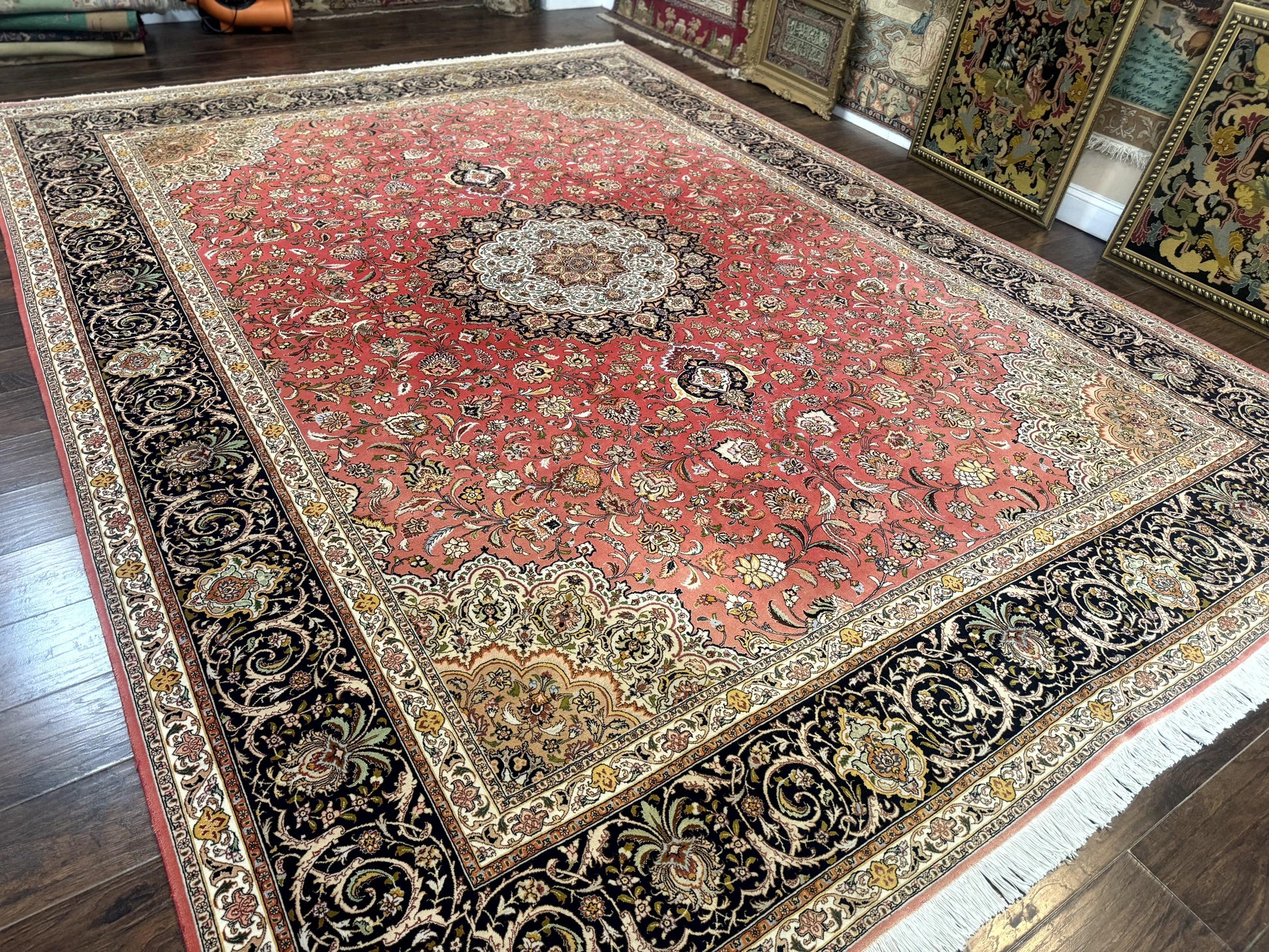 Persian Tabriz Rug 10x13 – Floral Medallion & Birds, Wool & Silk, 330 KPSI - Nuvé