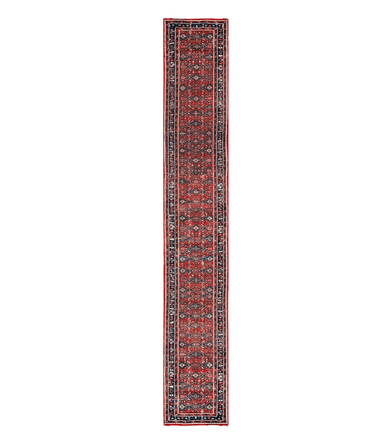 Long Persian Runner Rug 2.9 x 17, Red Handmade Wool Rug for Hallway, Antique Persian Carpet, 17ft Runner, Persian Hamadan Dargazine Rug