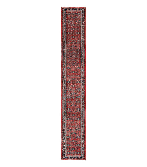 Long Persian Runner Rug 2.9 x 17, Red Handmade Wool Rug for Hallway, Antique Persian Carpet, 17ft Runner, Persian Hamadan Dargazine Rug