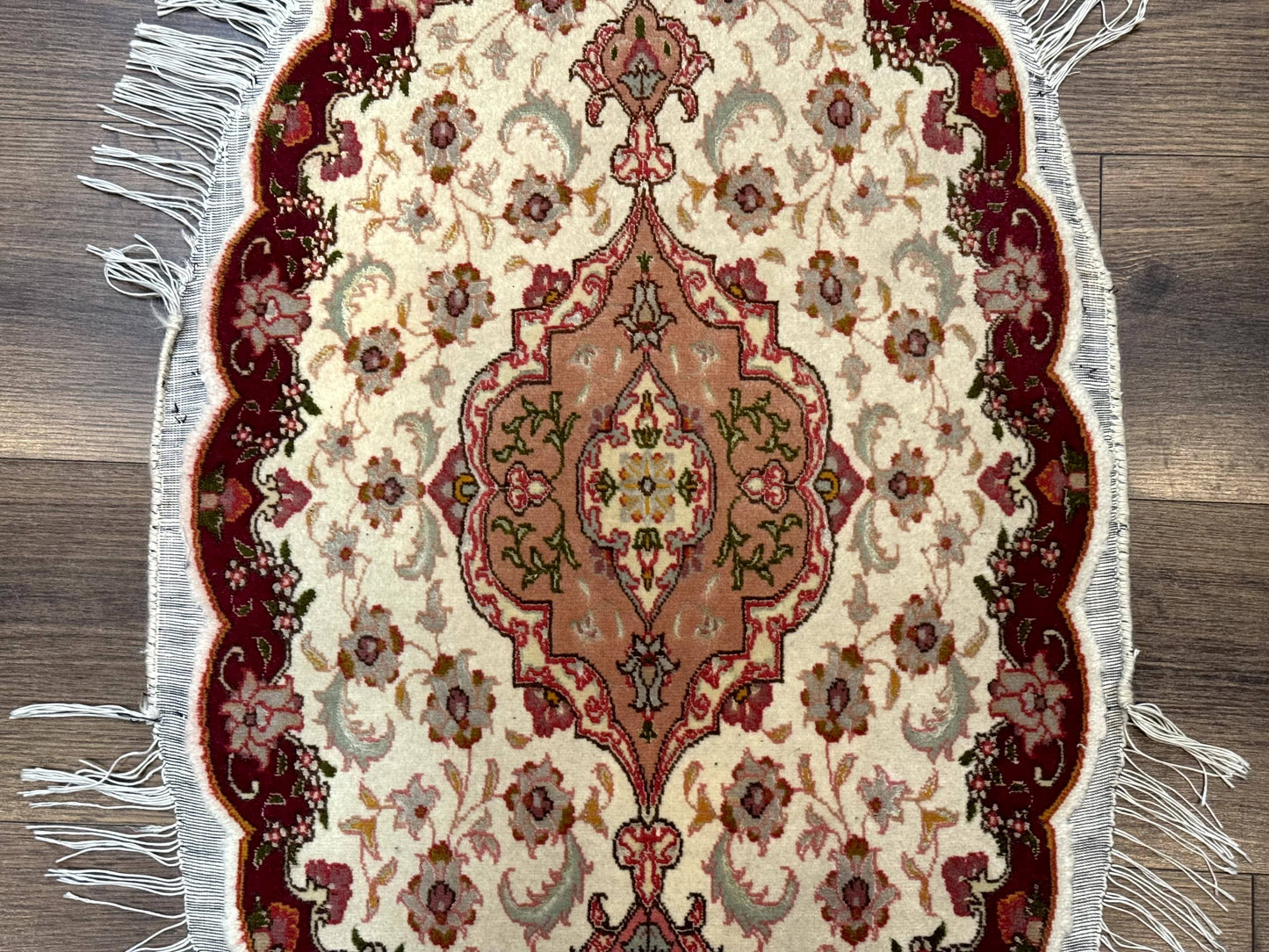 Small Oval Persian Tabriz Rug 2x4, Kork Wool and Silk Highlights, Fine 260 KPSI - Nuvé
