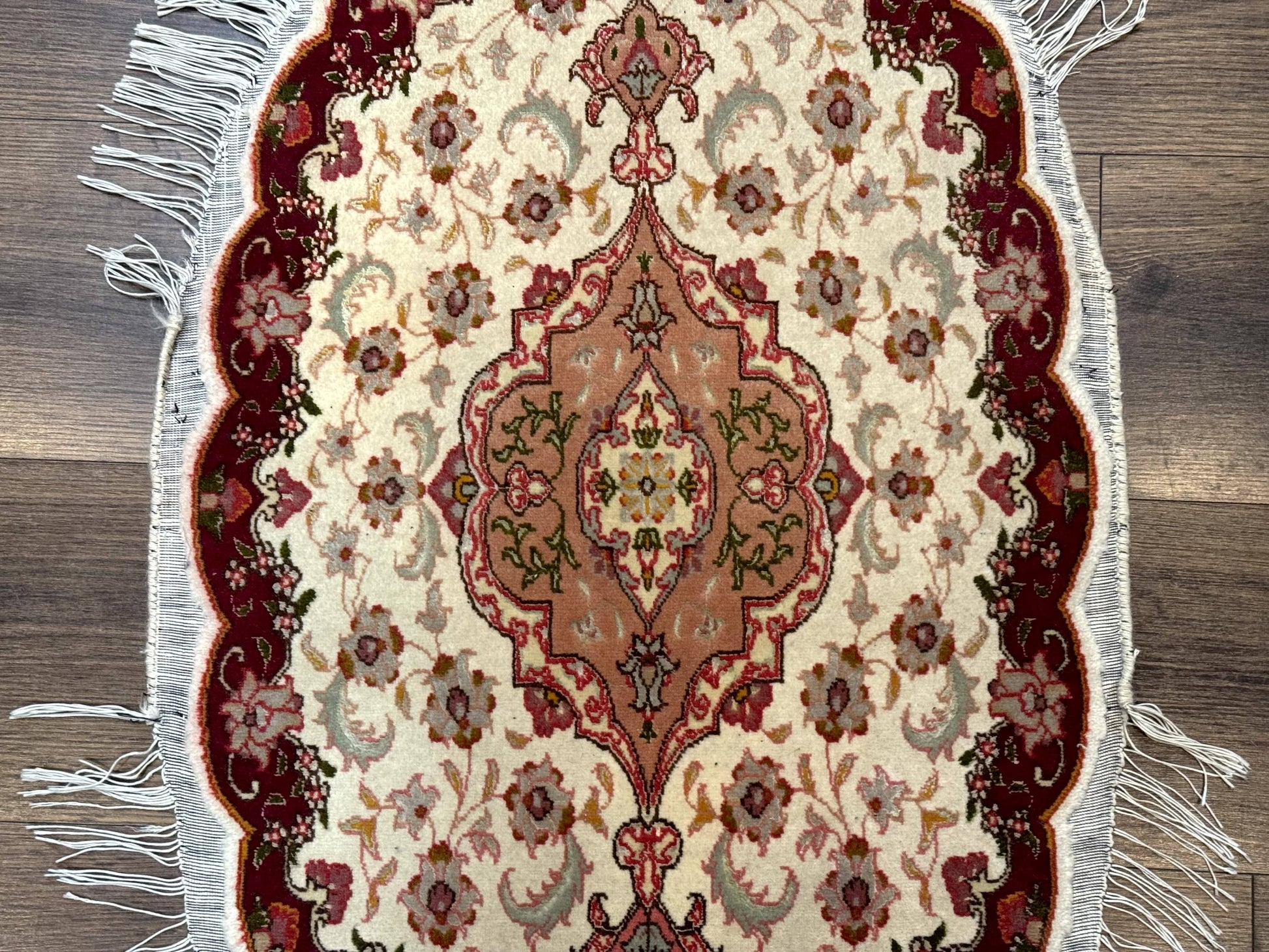 Small Oval Persian Tabriz Rug 2x4, Kork Wool and Silk Highlights, Fine 260 KPSI - Nuvé