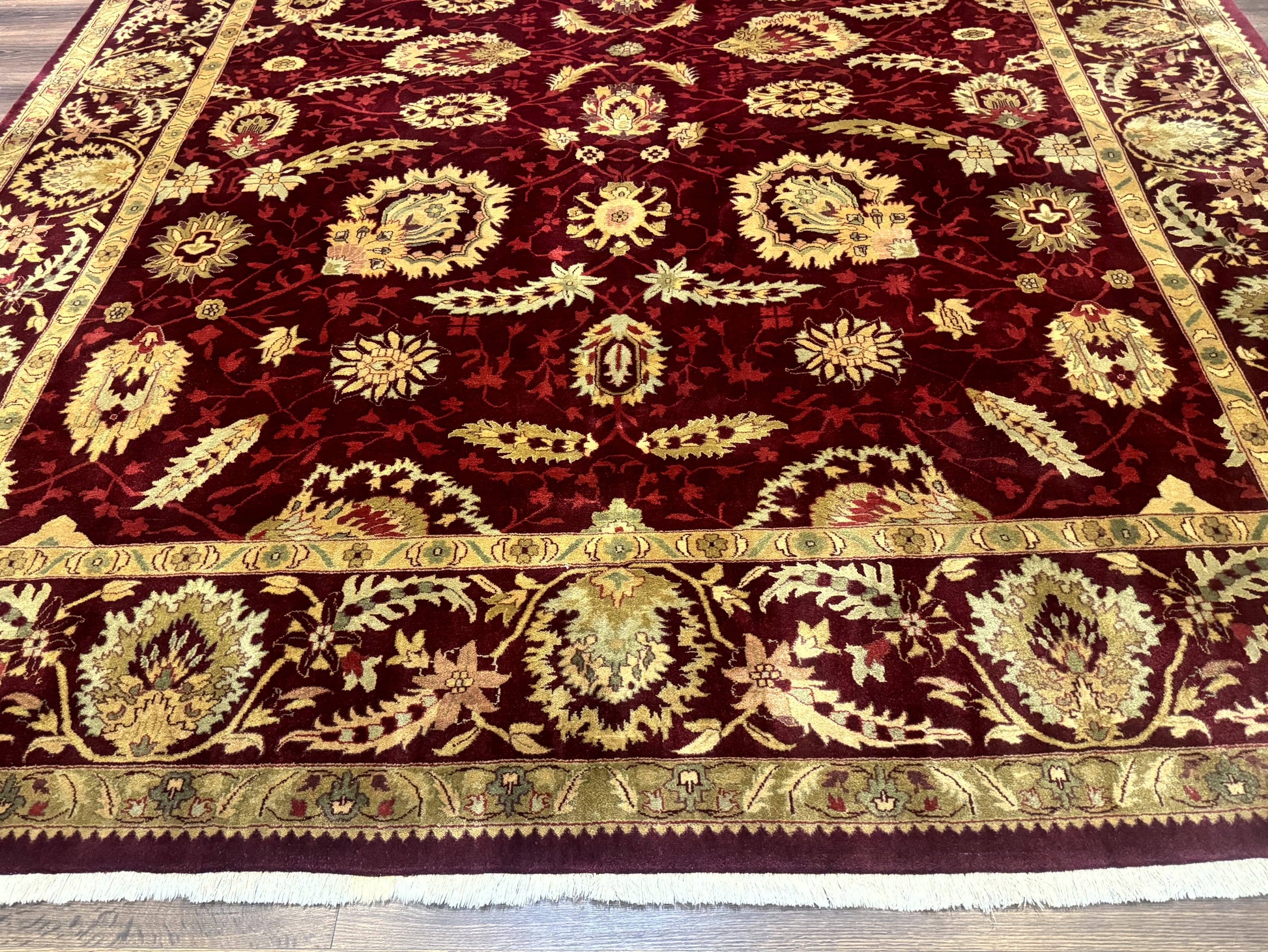 Indo Mahal Rug 9x12, Allover Pattern, Dark Red, Traditional Wool Area Rug - Nuvé
