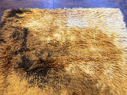 Rya Shag Rug 4.6 x 6, Shades of Yellow, Mid Century Vintage Carpet - Nuvé