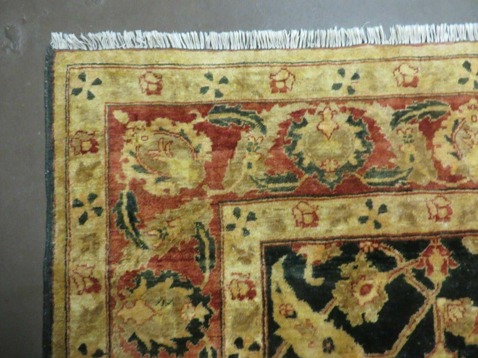 8' X 9' Handmade Pakistan Wool Cotton Rug Peshawar Black Floral Nice # 200C - Nuvé