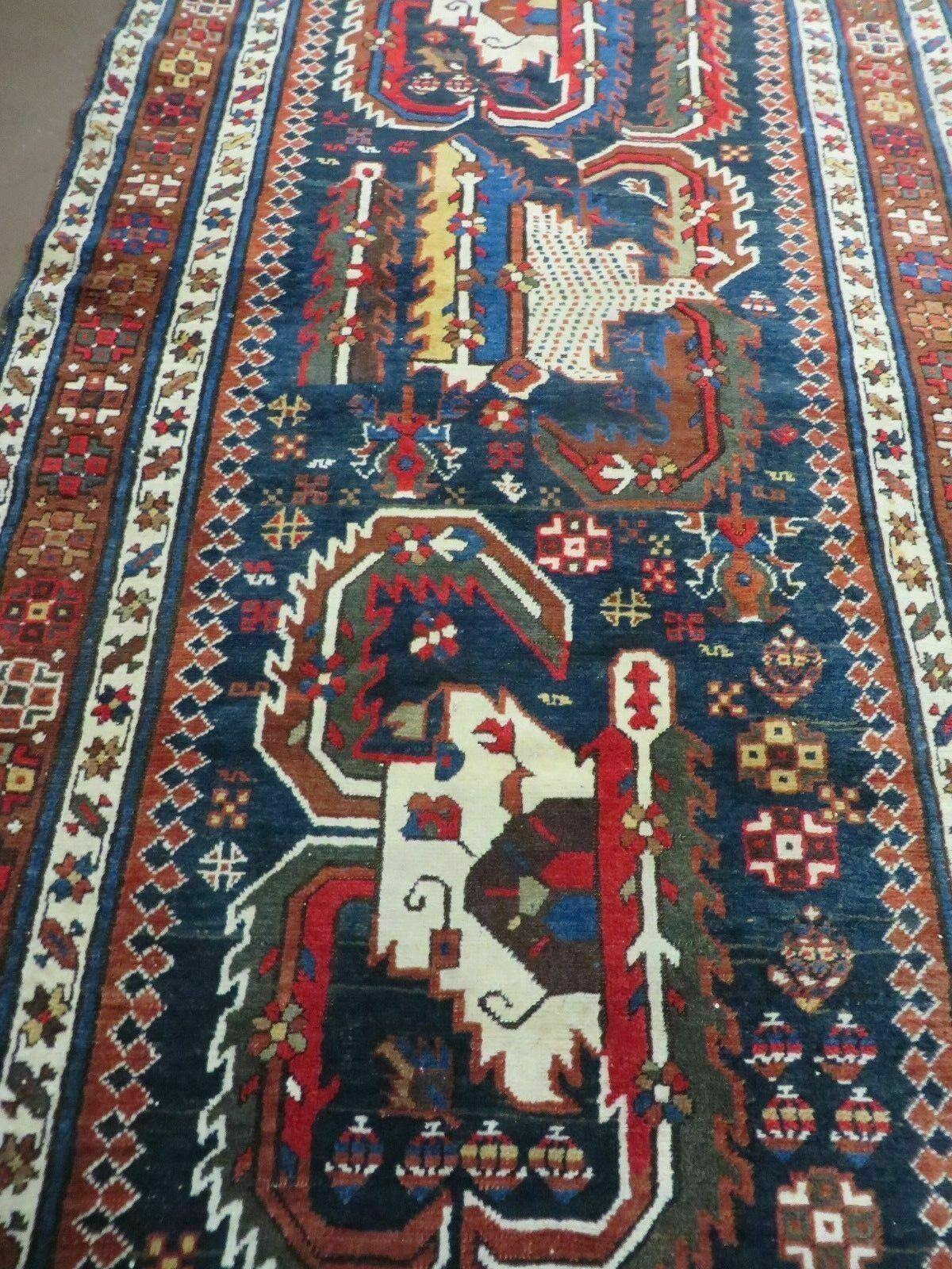3' 7" X 14' Antique Handmade Caucasian Wool Rug Carpet Nice - Nuvé