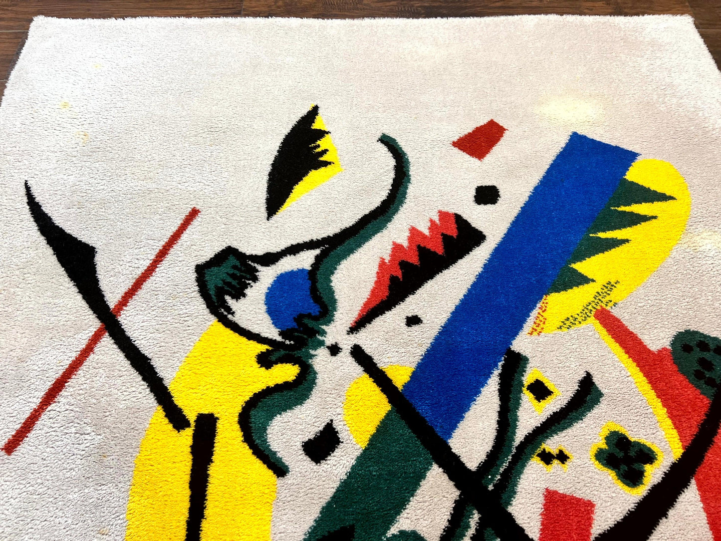 Danish Rya Shag Rug 6x9, EGE Axminster Carpet, Ivory, Modern Abstract Rug, Signed by Designer - Nuvé