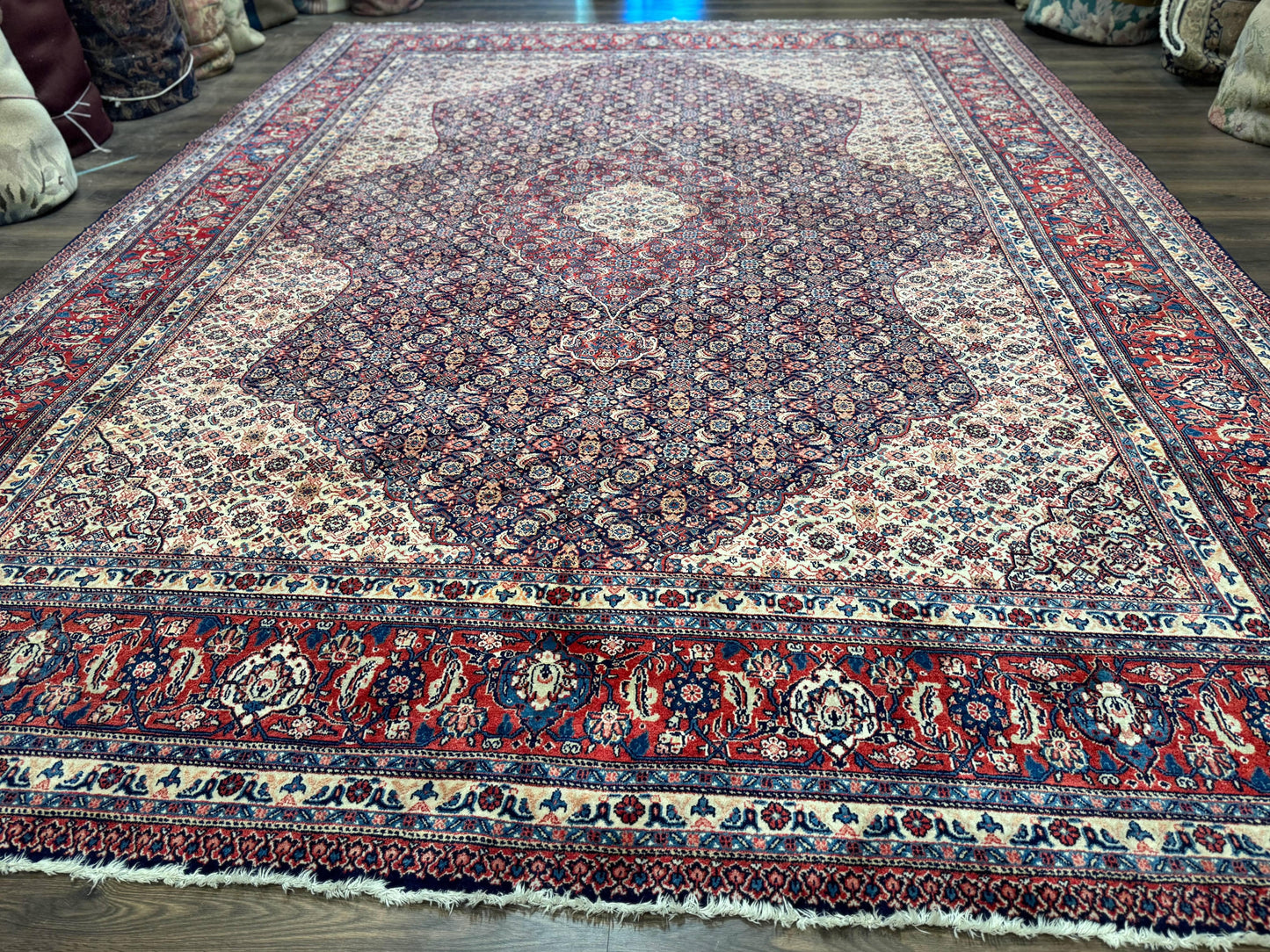 Persian Tabriz Rug 11x14 Navy Blue Herati Wool Carpet - Nuvé
